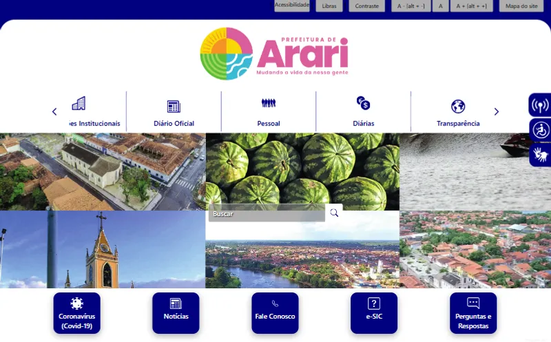 O novo portal da transparência da Prefeitura Municipal de Ararí