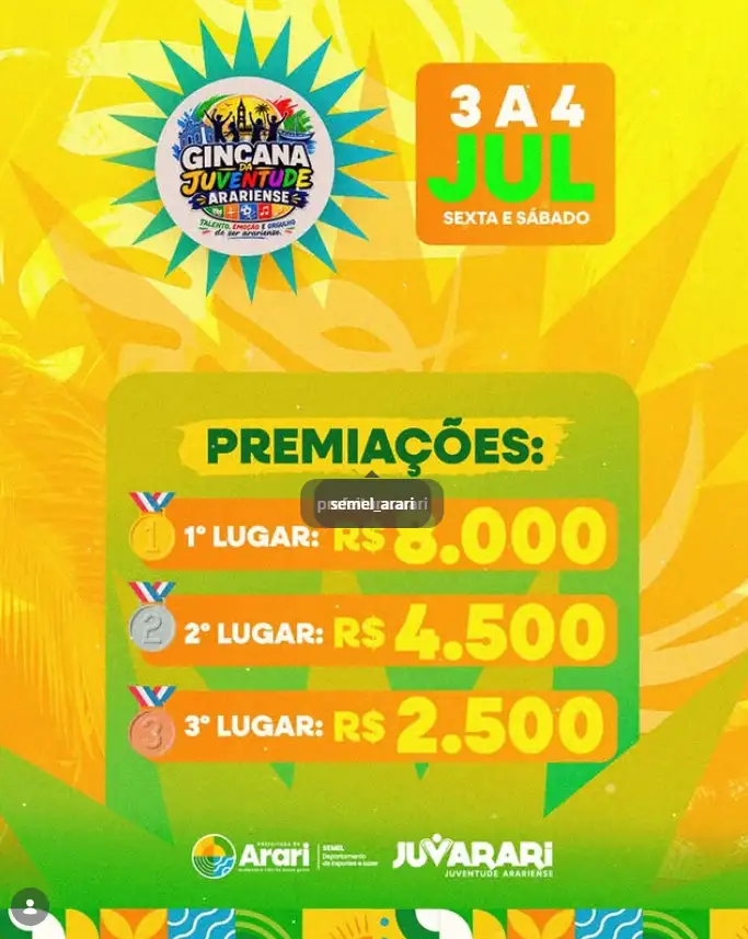 Premiação oficial da Gincana da Juventude Arariense