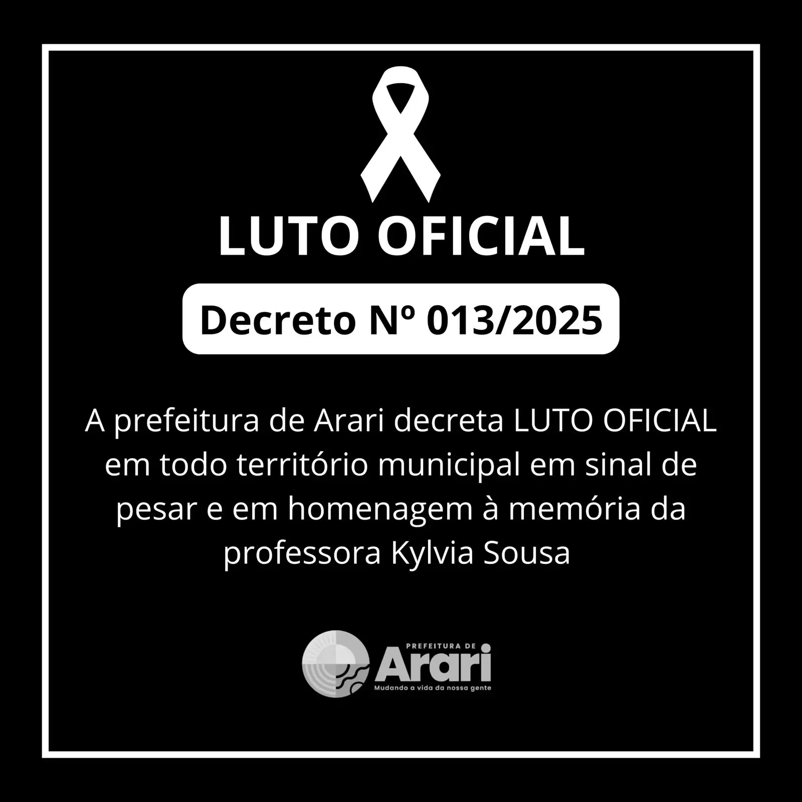 Decreta luto oficial de 03 (três) dias