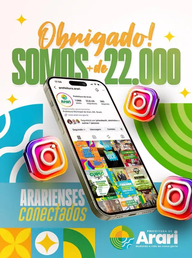 Obrigado, Arari! Já somos mais de 22 mil conectados aqui no Instagram!