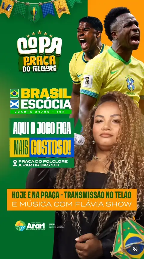 Hoje tem emoção na Praça do Folclore! 🇧🇷⚽