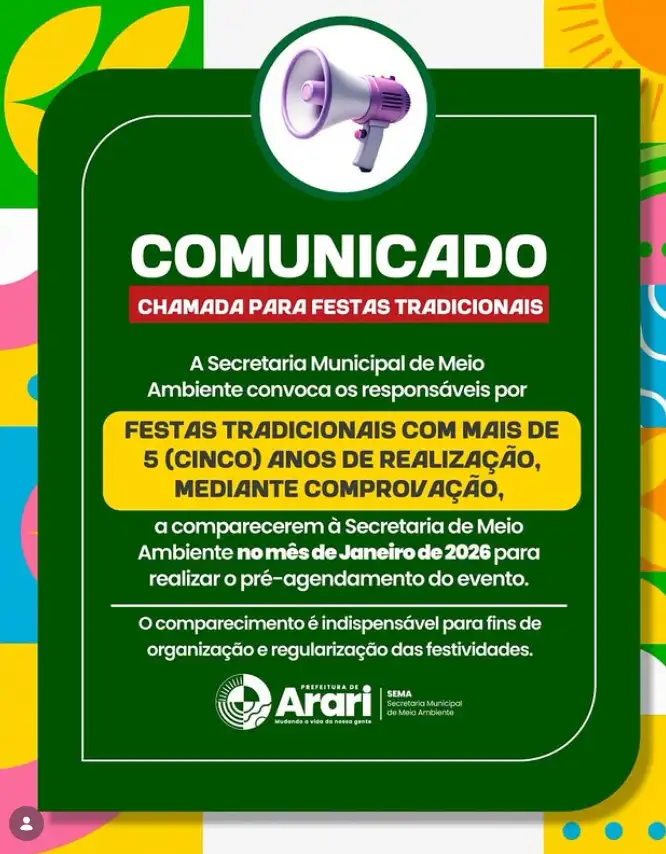 COMUNICADO – FESTAS TRADICIONAIS