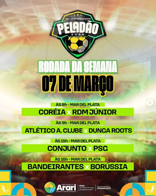 3ª Rodada do Peladão 2026!
