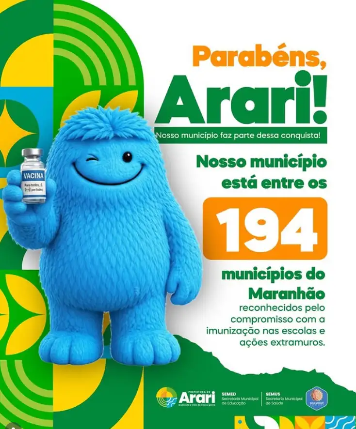Arari está entre os municípios reconhecidos pela vacinação!
