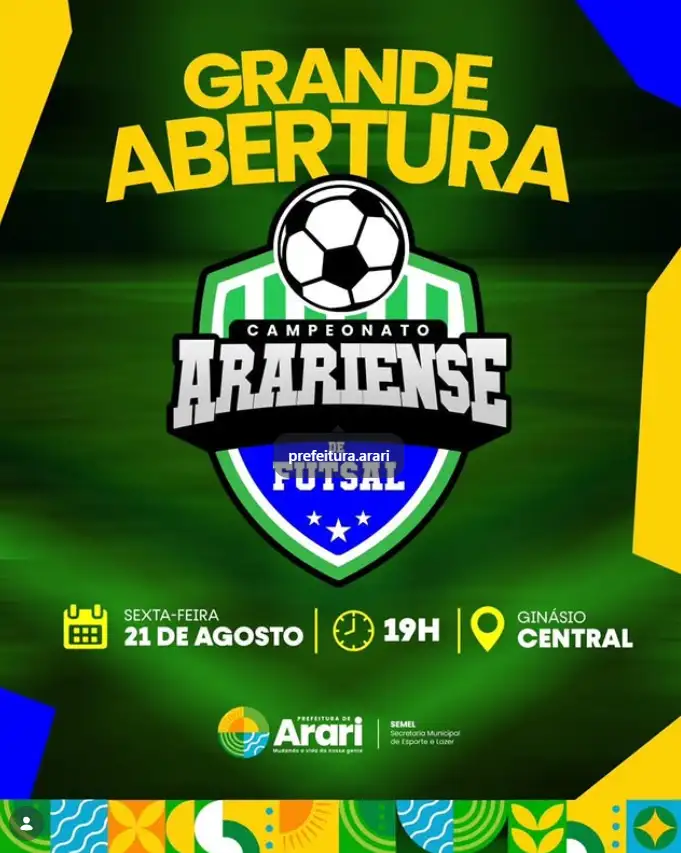 É NESTA SEXTA! A GRANDE ABERTURA DO CAMPEONATO ARARIENSE DE FUTSAL MASCULINO 2026!