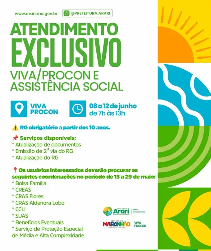 Atendimento exclusivo VIVA/PROCON em parceria com a Assistência Social!