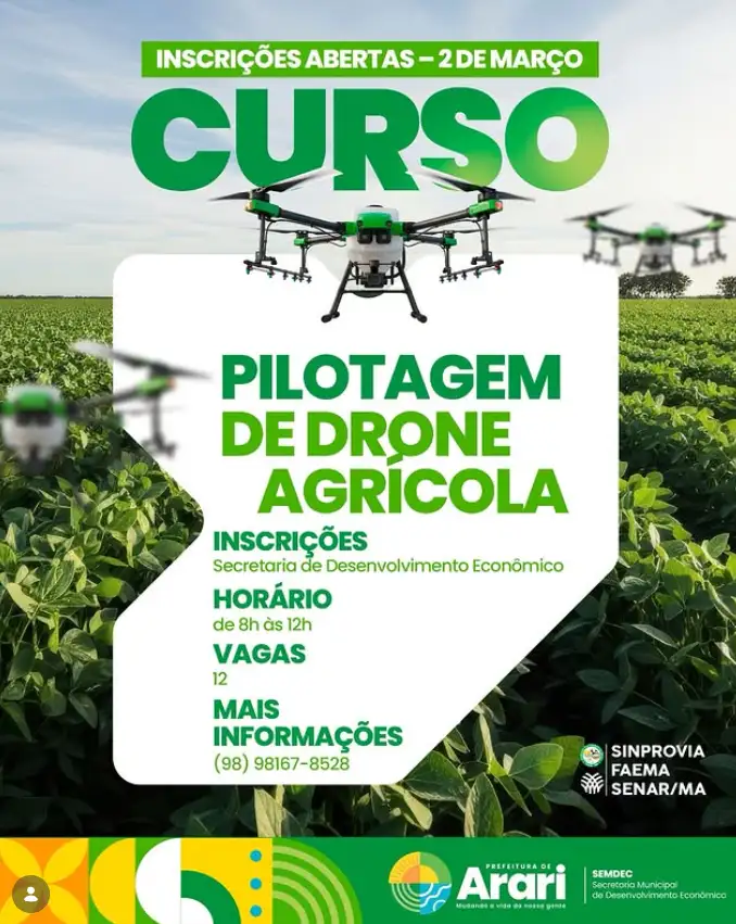 CURSO DE PILOTAGEM DE DRONE AGRÍCOLA