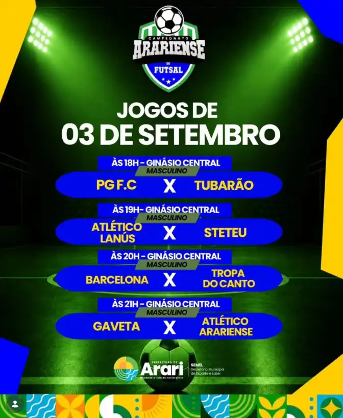 É dia de futsal em Arari!