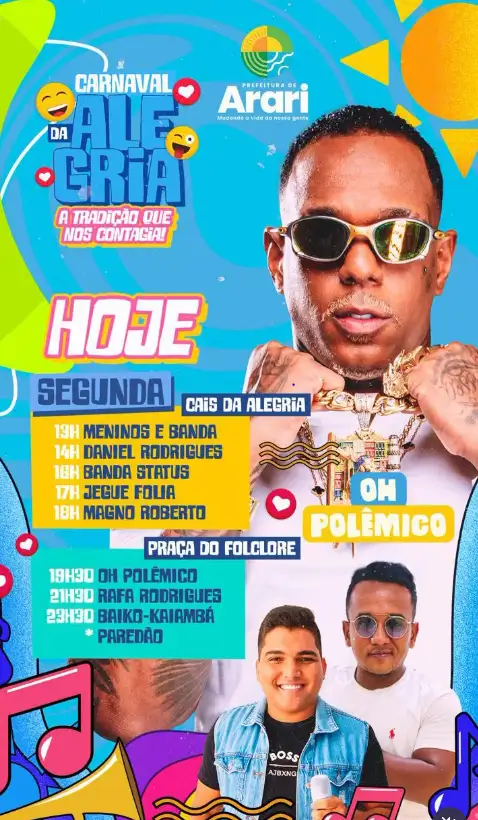 CARNAVAL DA ALEGRIA 2026 – SEGUNDA É DIA DE FESTA!